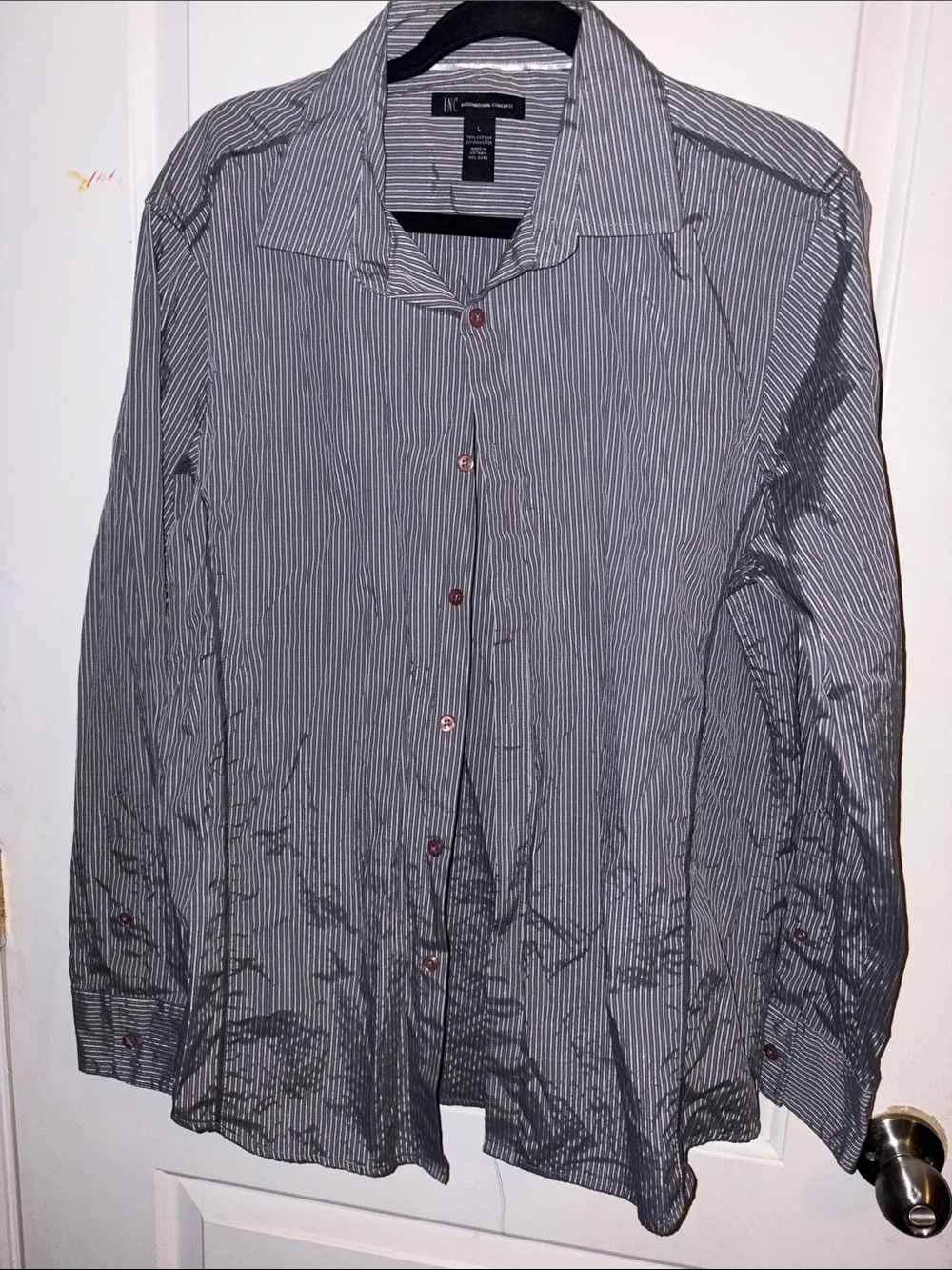 Express Men’s Black & White Pinstripe Shirt Jacket